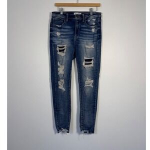 Distressed BKE Women28 Parker High Rise Ankle Skinny Jeans Blue Raw Hem ABK2092A